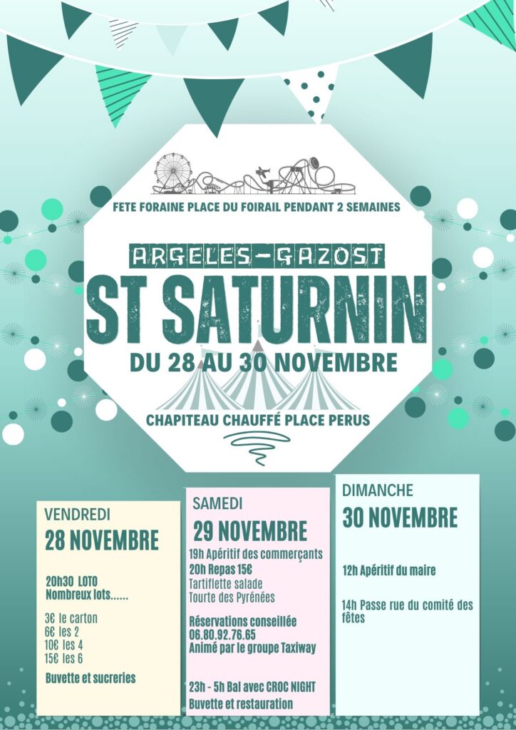 programme complet fête Argelès saint saturnin 2025